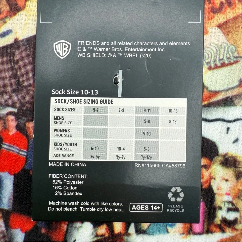 Friends TV Show Crew Socks Mens 90s Gift Monica Ross Rachel Joey Phoebe Chandler